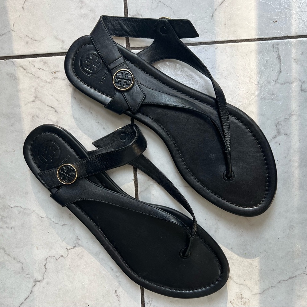 Tory Burch Black Leather Sandals 9